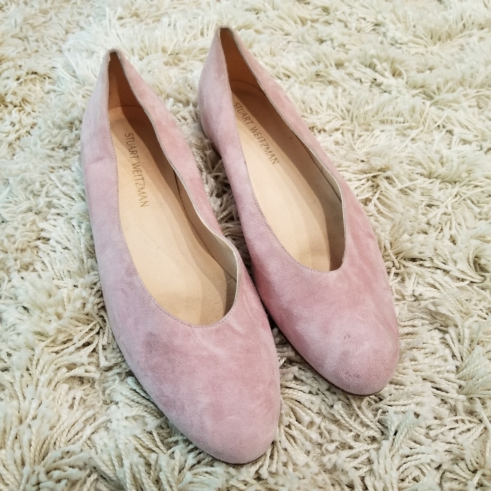 Stuart Weitzman Pink Suede low Block Heel SZ11